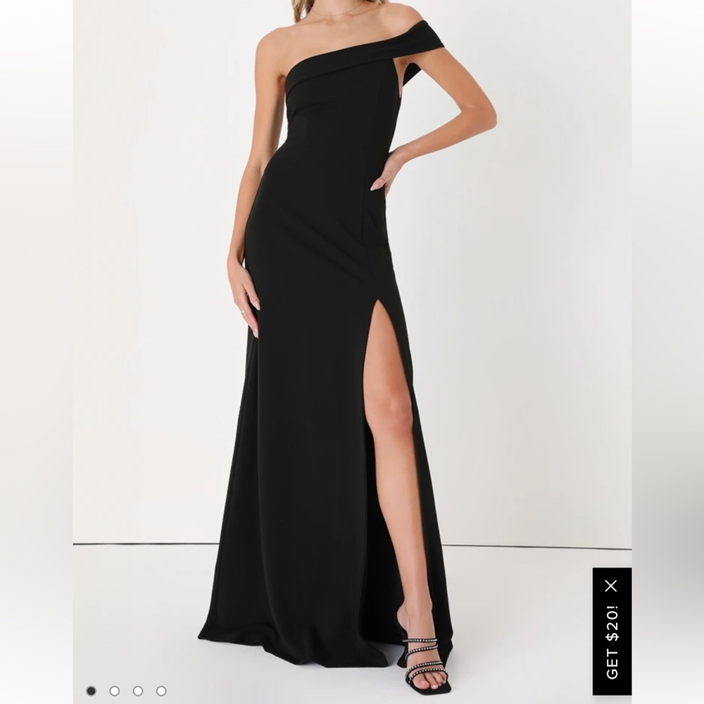 Lulus Iconic Sophistication Black One-Shoulder Asymmetrical Maxi Dress